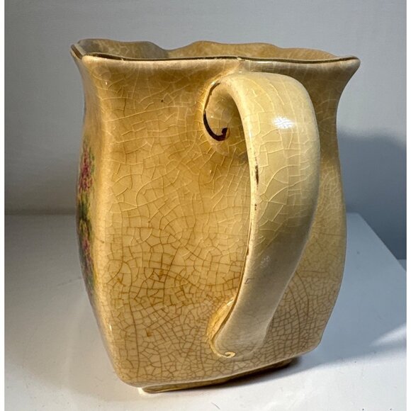 Falcon Ware Pitcher Creamer Vintage English Cottage Scene & Floral Crackle - Picture 4 of 9